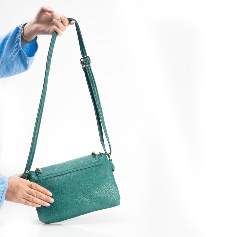  Mint green Italian imported leather crossbody bag 15×25 cm